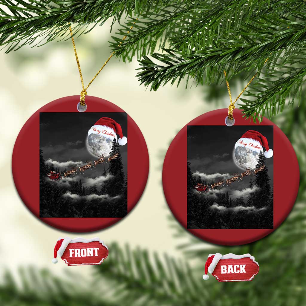 Merry Xmas Christmas Ornament Santa To The Moon - Wonder Print Shop