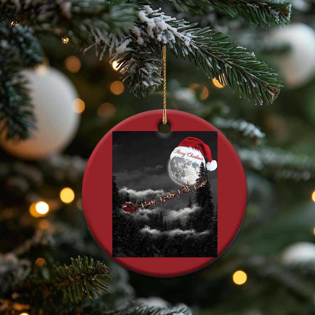 Merry Xmas Christmas Ornament Santa To The Moon - Wonder Print Shop