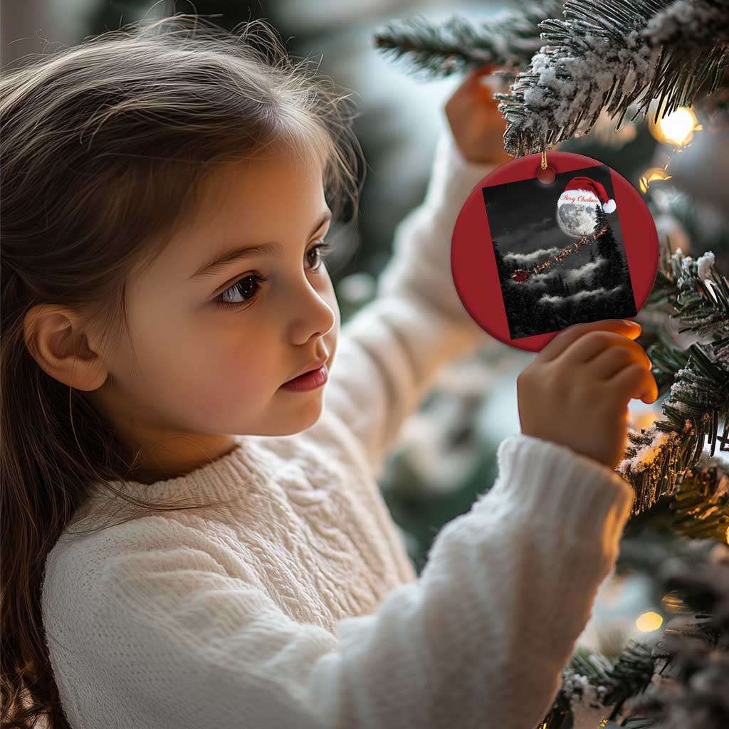 Merry Xmas Christmas Ornament Santa To The Moon - Wonder Print Shop