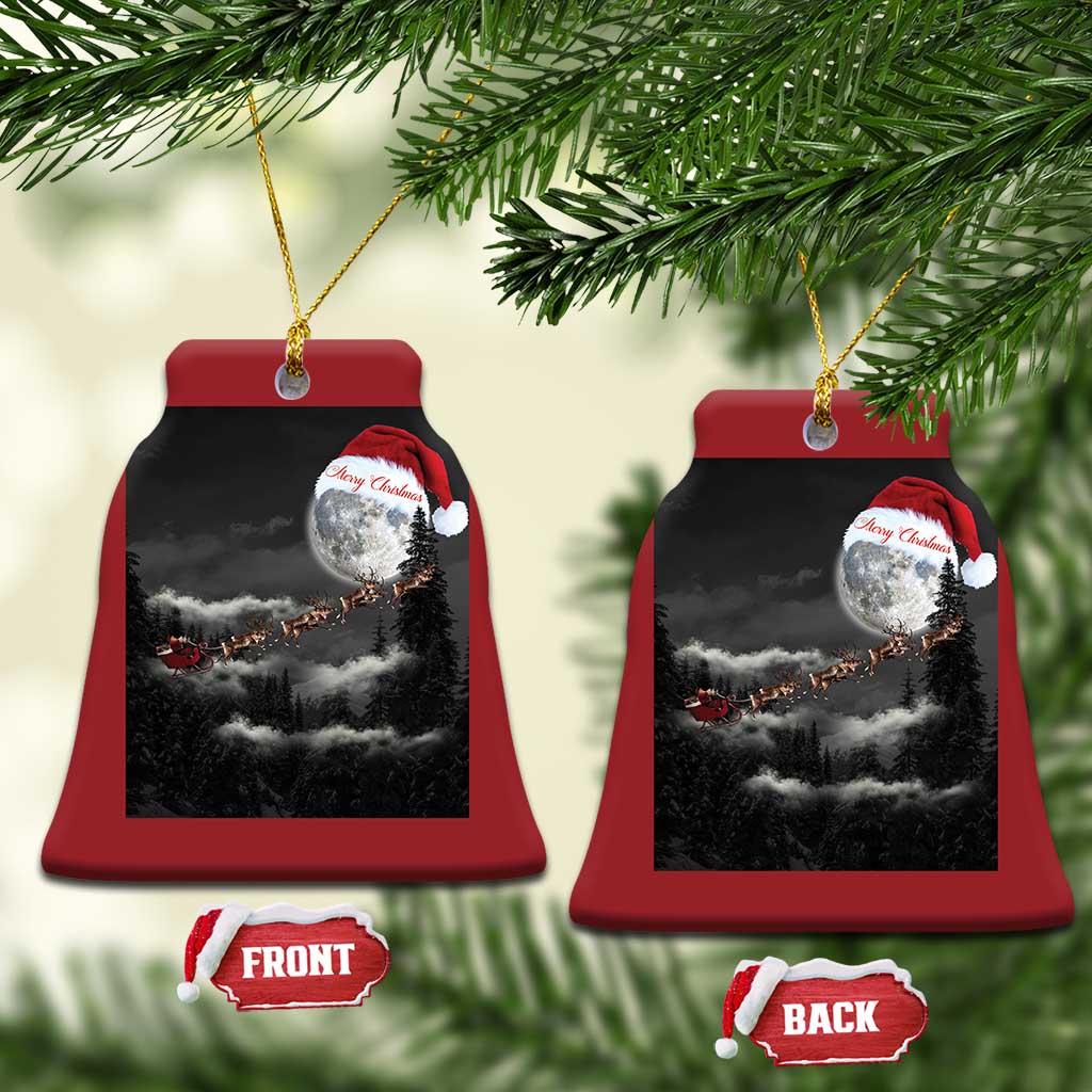 Merry Xmas Christmas Ornament Santa To The Moon - Wonder Print Shop