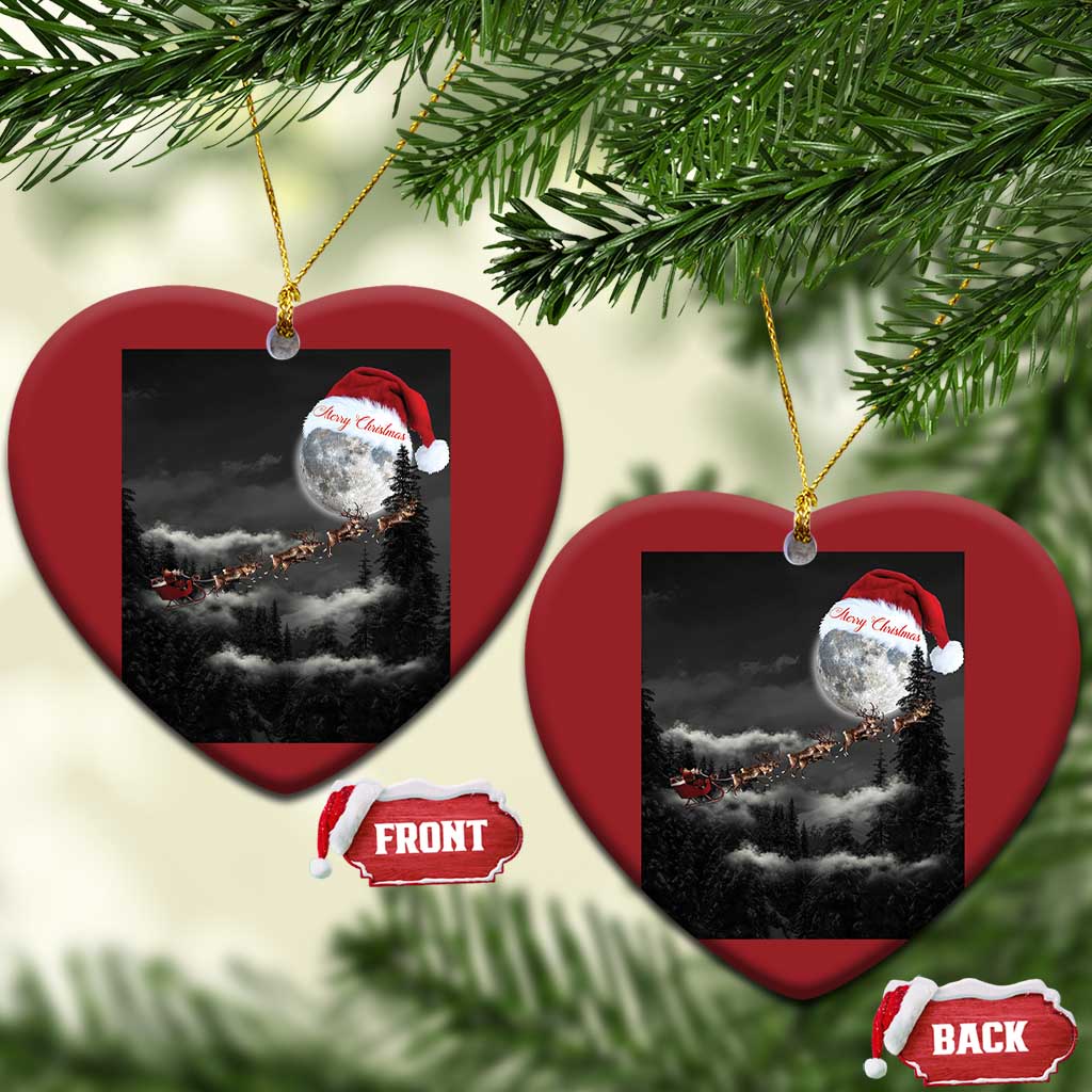 Merry Xmas Christmas Ornament Santa To The Moon - Wonder Print Shop