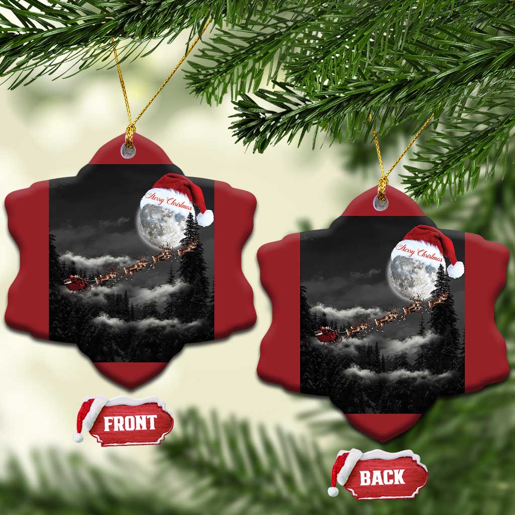 Merry Xmas Christmas Ornament Santa To The Moon - Wonder Print Shop