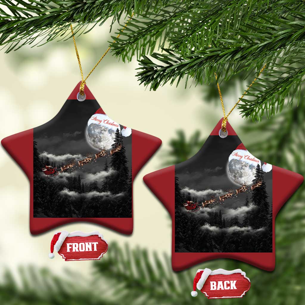 Merry Xmas Christmas Ornament Santa To The Moon - Wonder Print Shop
