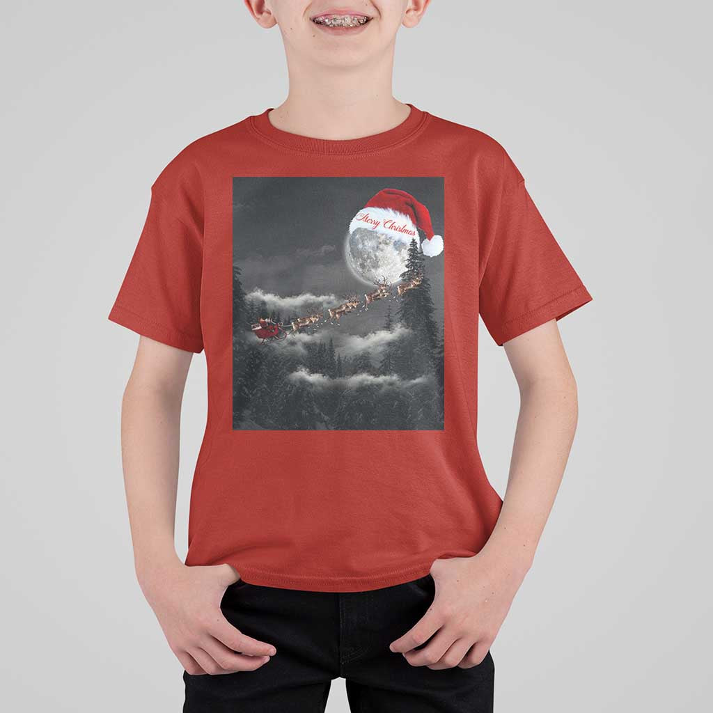 Merry Christmas T Shirt For Kid Santa To The Moon - Wonder Print Shop