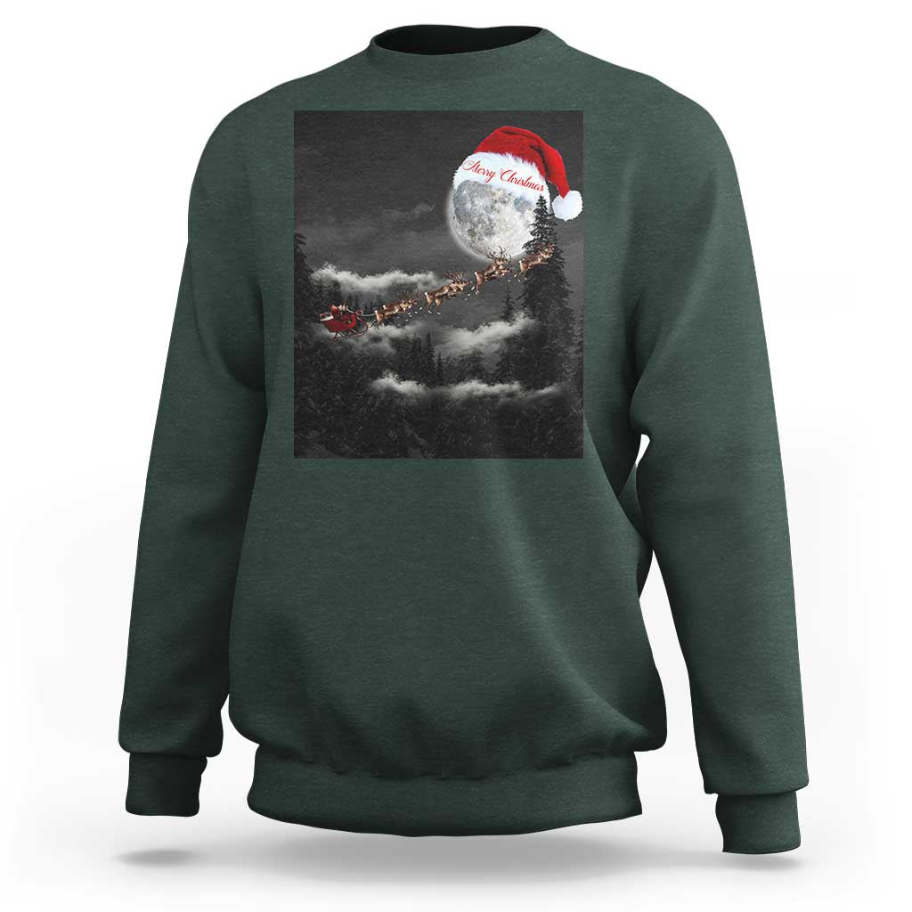 Merry Christmas Sweatshirt Santa To The Moon - Wonder Print Shop