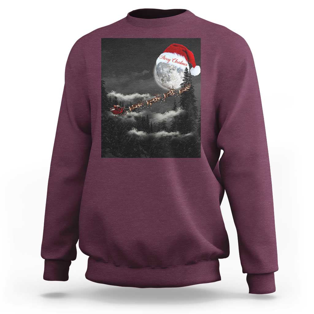 Merry Christmas Sweatshirt Santa To The Moon - Wonder Print Shop