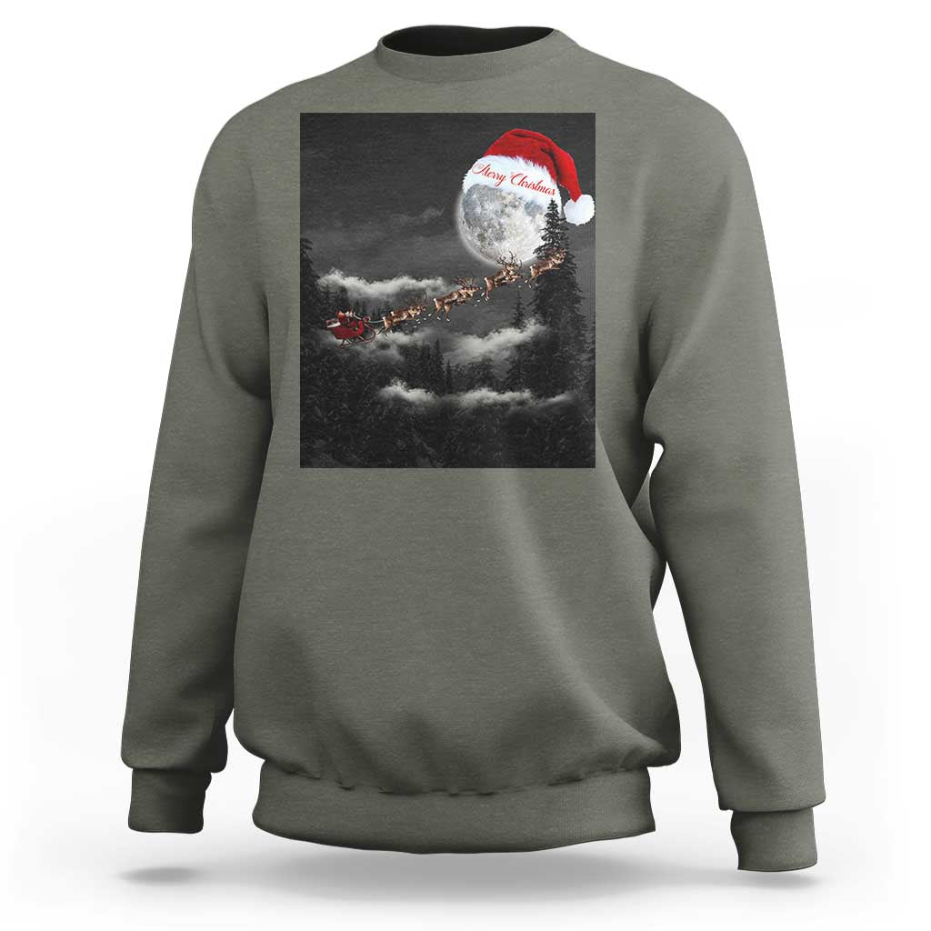 Merry Christmas Sweatshirt Santa To The Moon - Wonder Print Shop