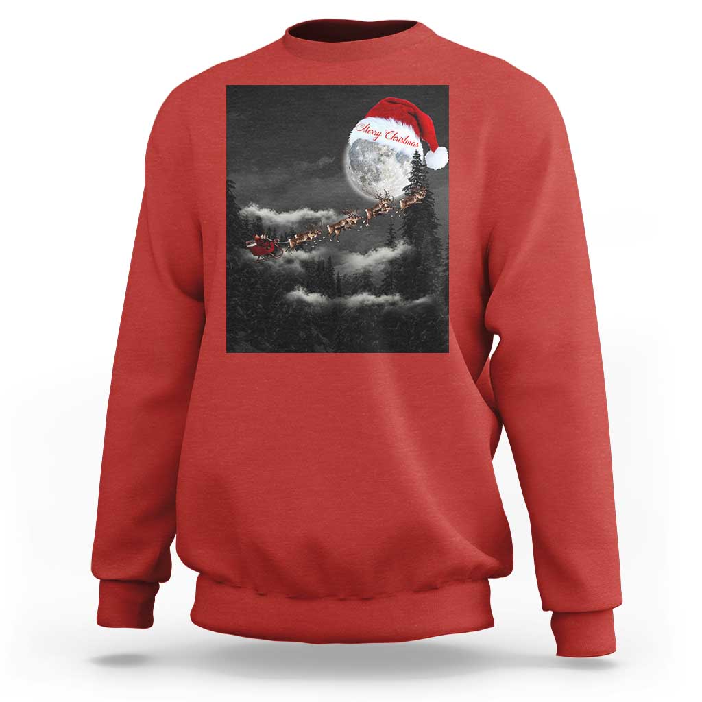 Merry Christmas Sweatshirt Santa To The Moon - Wonder Print Shop