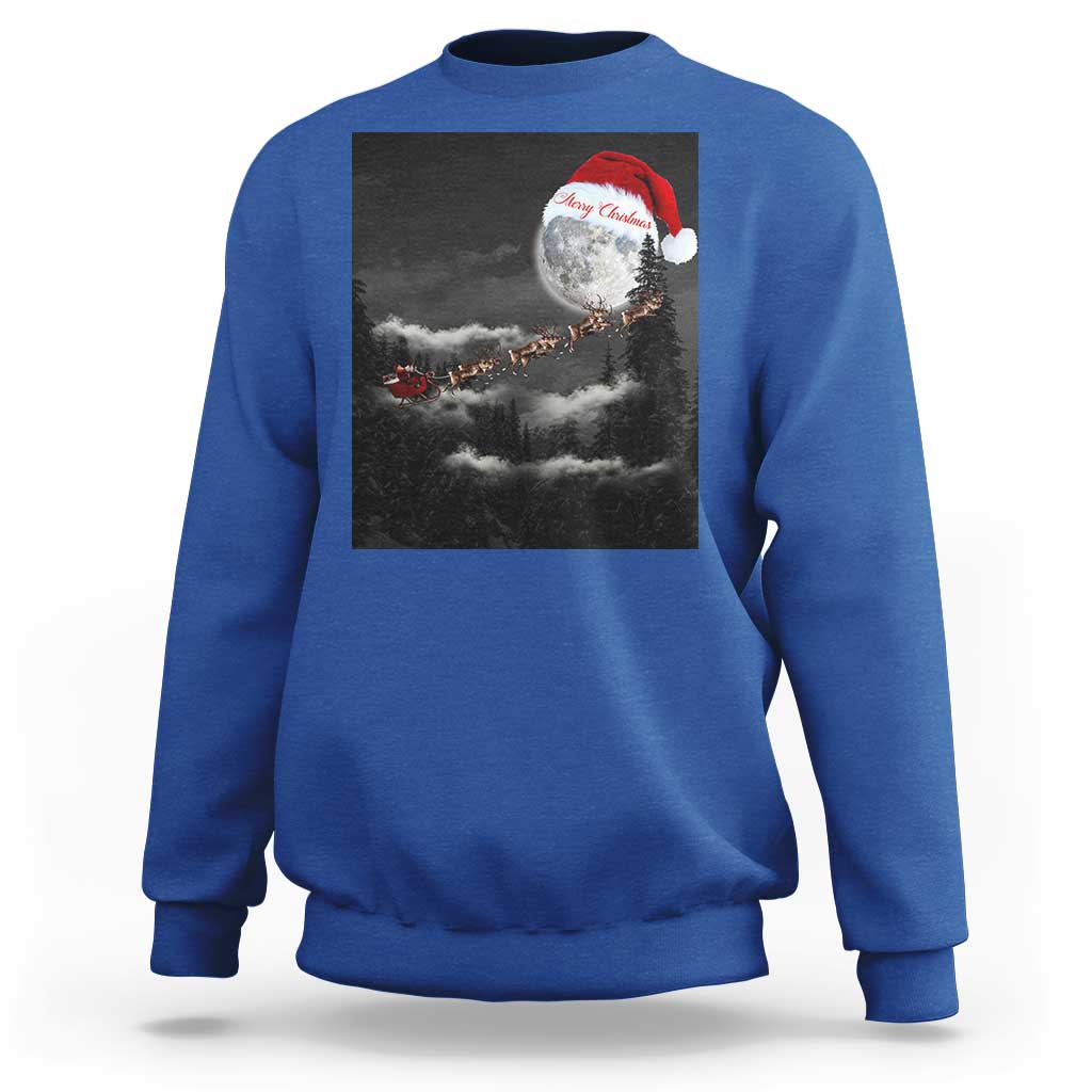 Merry Christmas Sweatshirt Santa To The Moon - Wonder Print Shop