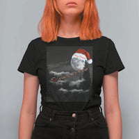 Merry Christmas T Shirt For Women Santa To The Moon - Wonder Print Shop