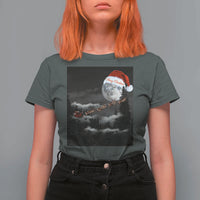 Merry Christmas T Shirt For Women Santa To The Moon - Wonder Print Shop