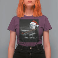 Merry Christmas T Shirt For Women Santa To The Moon - Wonder Print Shop