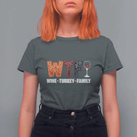 Funny Thanksgiving T Shirt For Women WTF Wine Turkey Family - Wonder Print Shop