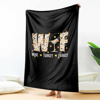 Funny Thanksgiving Throw Blanket WTF Wine Turkey Family Family Dinner - Wonder Print Shop