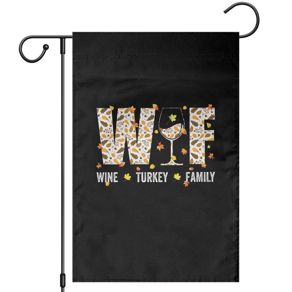 Funny Thanksgiving Garden Flag WTF Wine Turkey Family Family Dinner - Wonder Print Shop