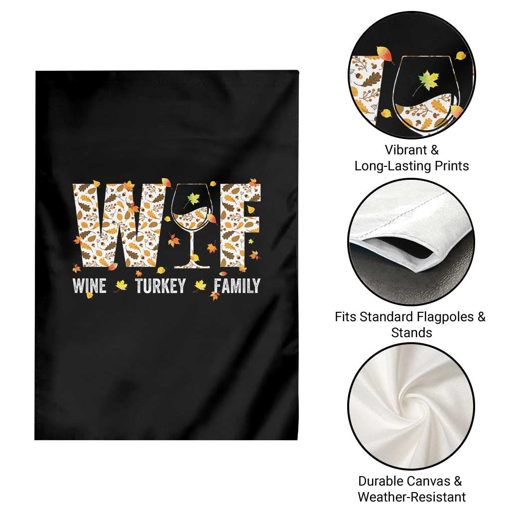 Funny Thanksgiving Garden Flag WTF Wine Turkey Family Family Dinner - Wonder Print Shop