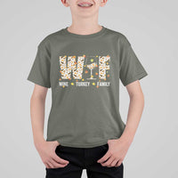 Funny Thanksgiving T Shirt For Kid WTF Wine Turkey Family Family Dinner - Wonder Print Shop