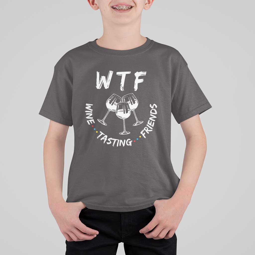 Thanksgiving Friends T Shirt For Kid WTF Wine Tasting Friends Drinking Club - Wonder Print Shop