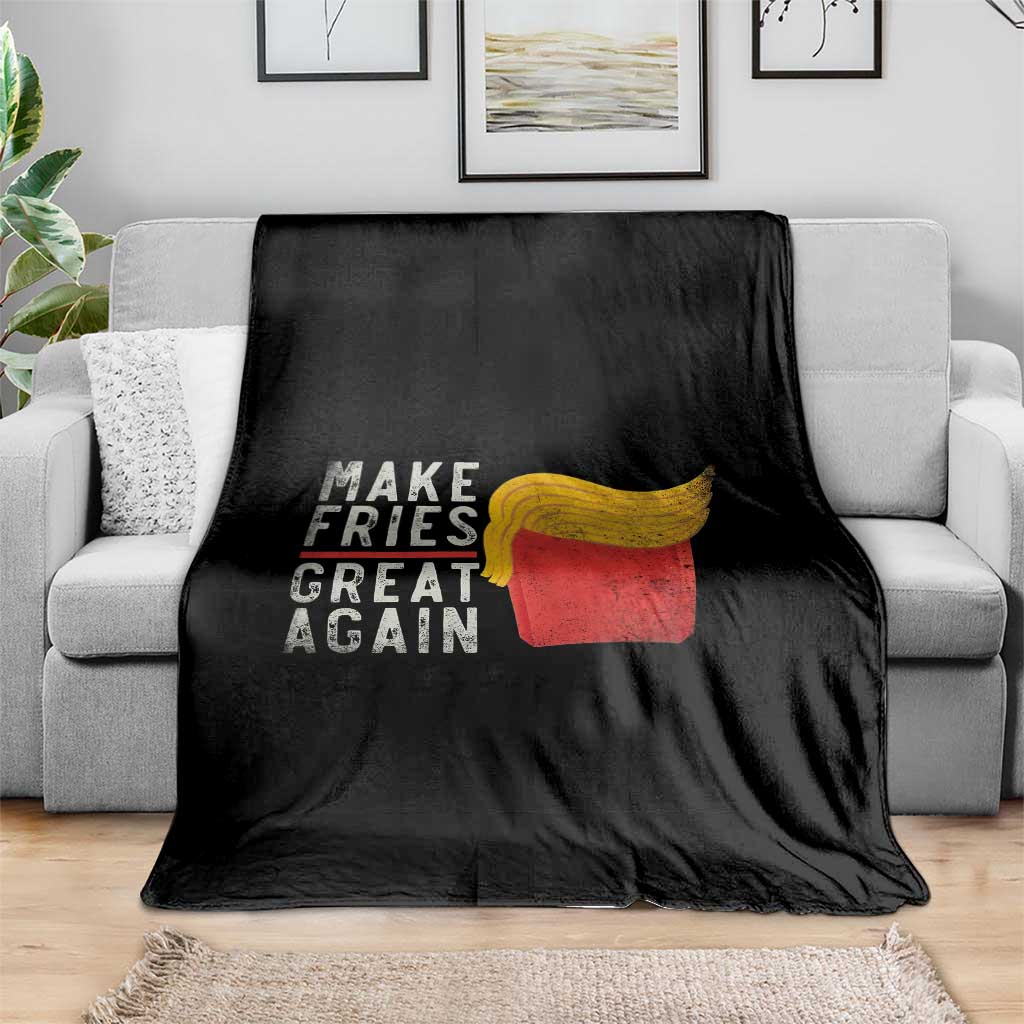 Funny Fries Throw Blanket Vintage Make Fries Great Again