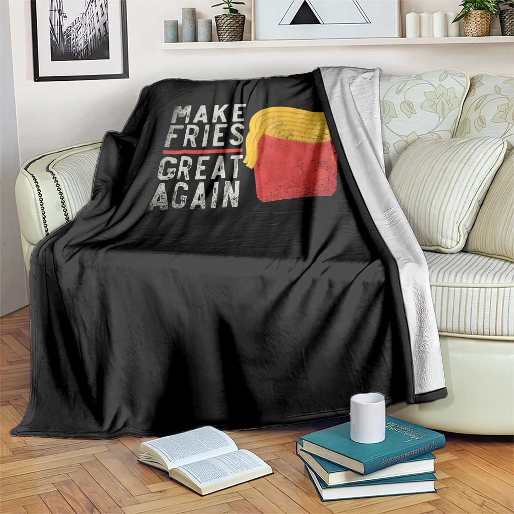 Funny Fries Throw Blanket Vintage Make Fries Great Again