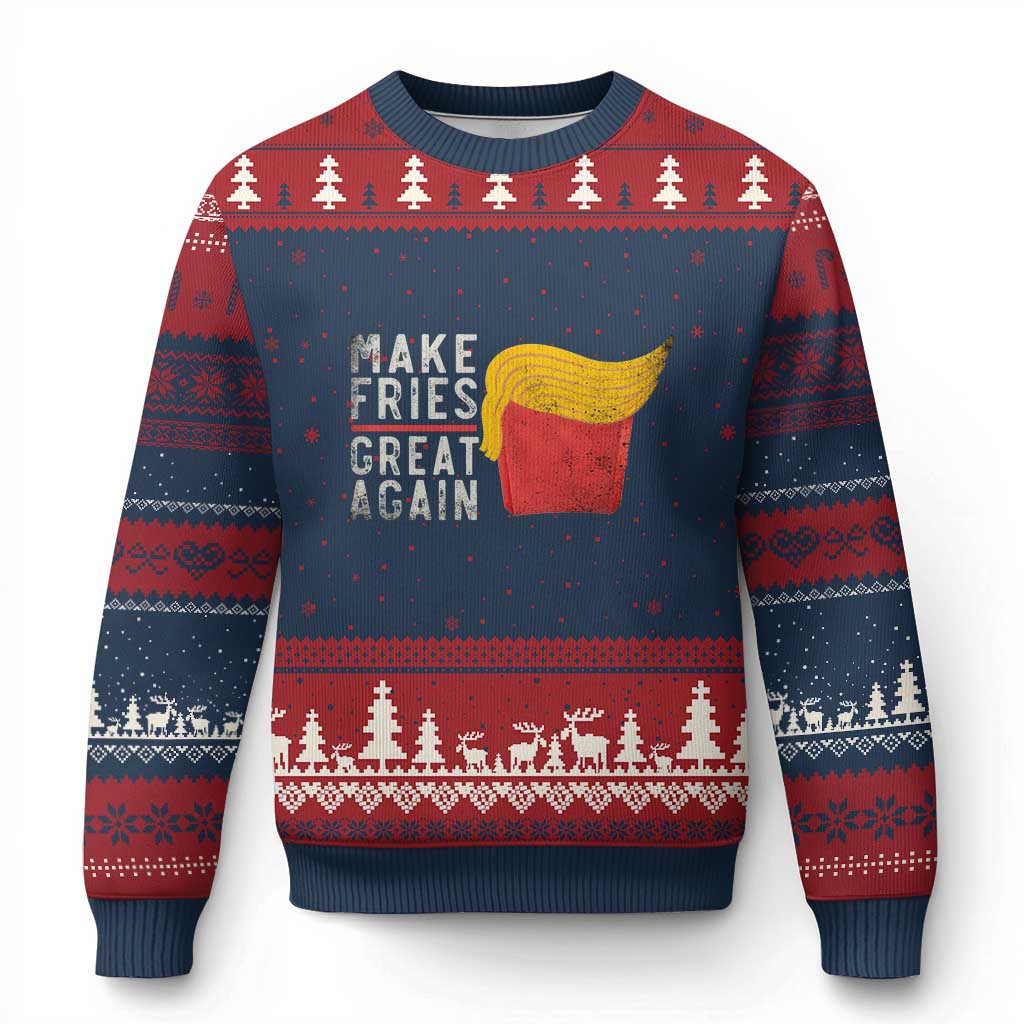 Funny Fries Ugly Christmas Sweater Vintage Make Fries Great Again
