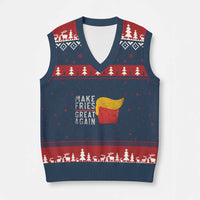 Funny Fries V-Neck Knit Sweater Vest Vintage Make Fries Great Again