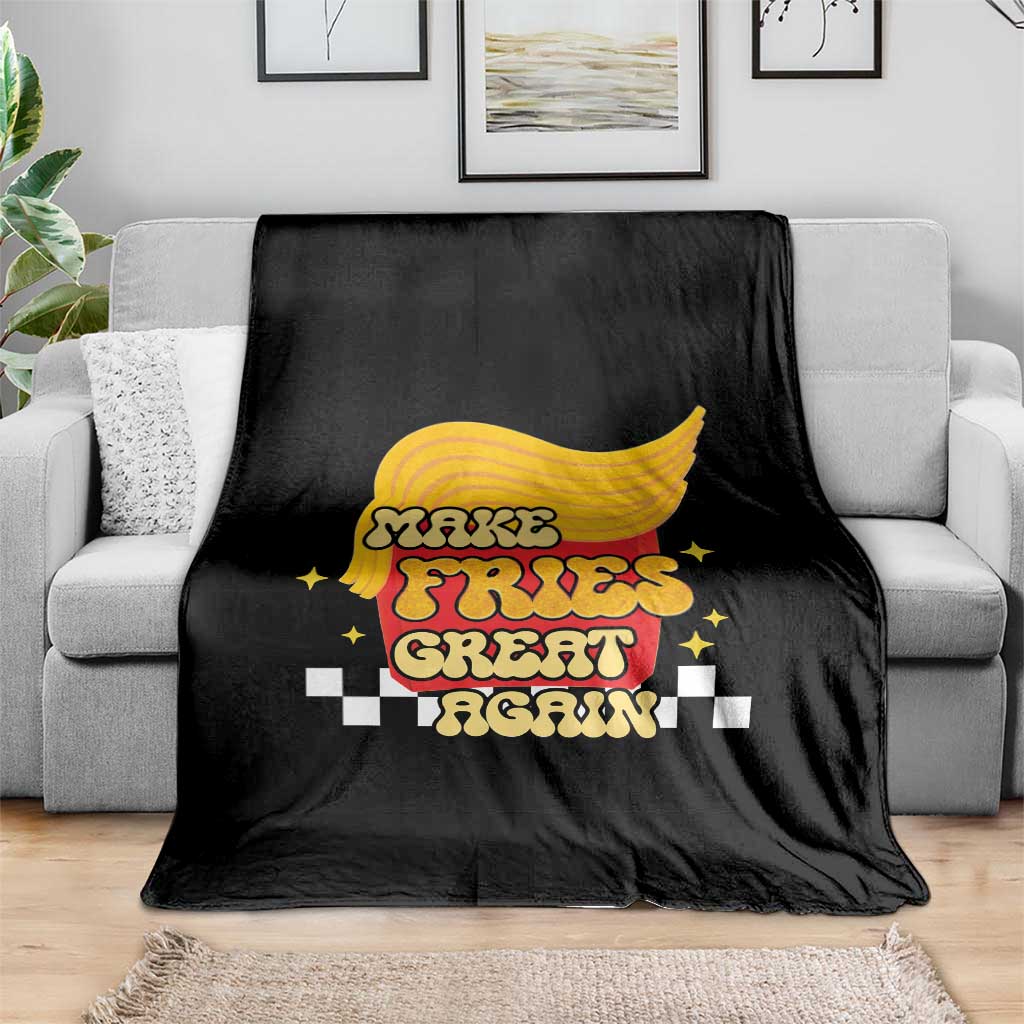 Funny Fries Throw Blanket Make Fries Great Again Checkered