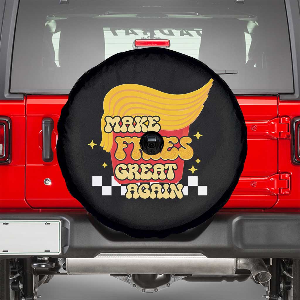 Funny Fries Spare Tire Cover Make Fries Great Again Checkered