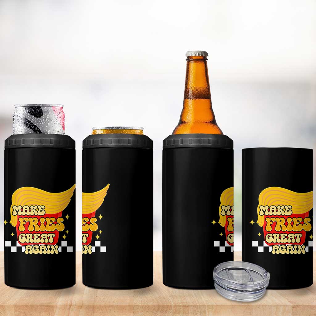 Funny Fries 4 in 1 Can Cooler Tumbler Make Fries Great Again Checkered