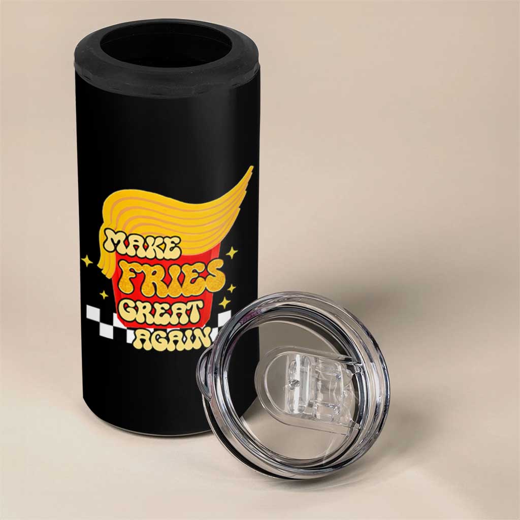 Funny Fries 4 in 1 Can Cooler Tumbler Make Fries Great Again Checkered