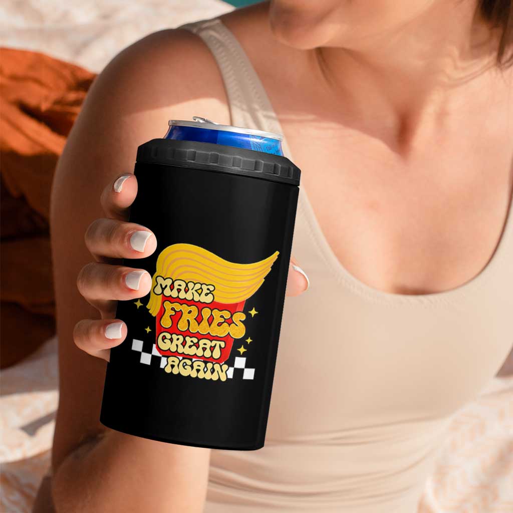 Funny Fries 4 in 1 Can Cooler Tumbler Make Fries Great Again Checkered