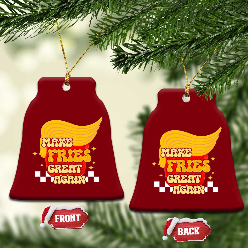 Funny Fries Ceramic Ornament Make Fries Great Again Checkered