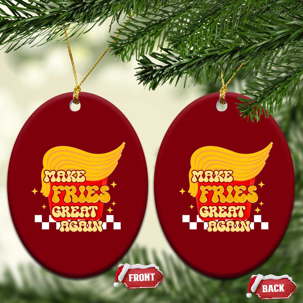 Funny Fries Ceramic Ornament Make Fries Great Again Checkered