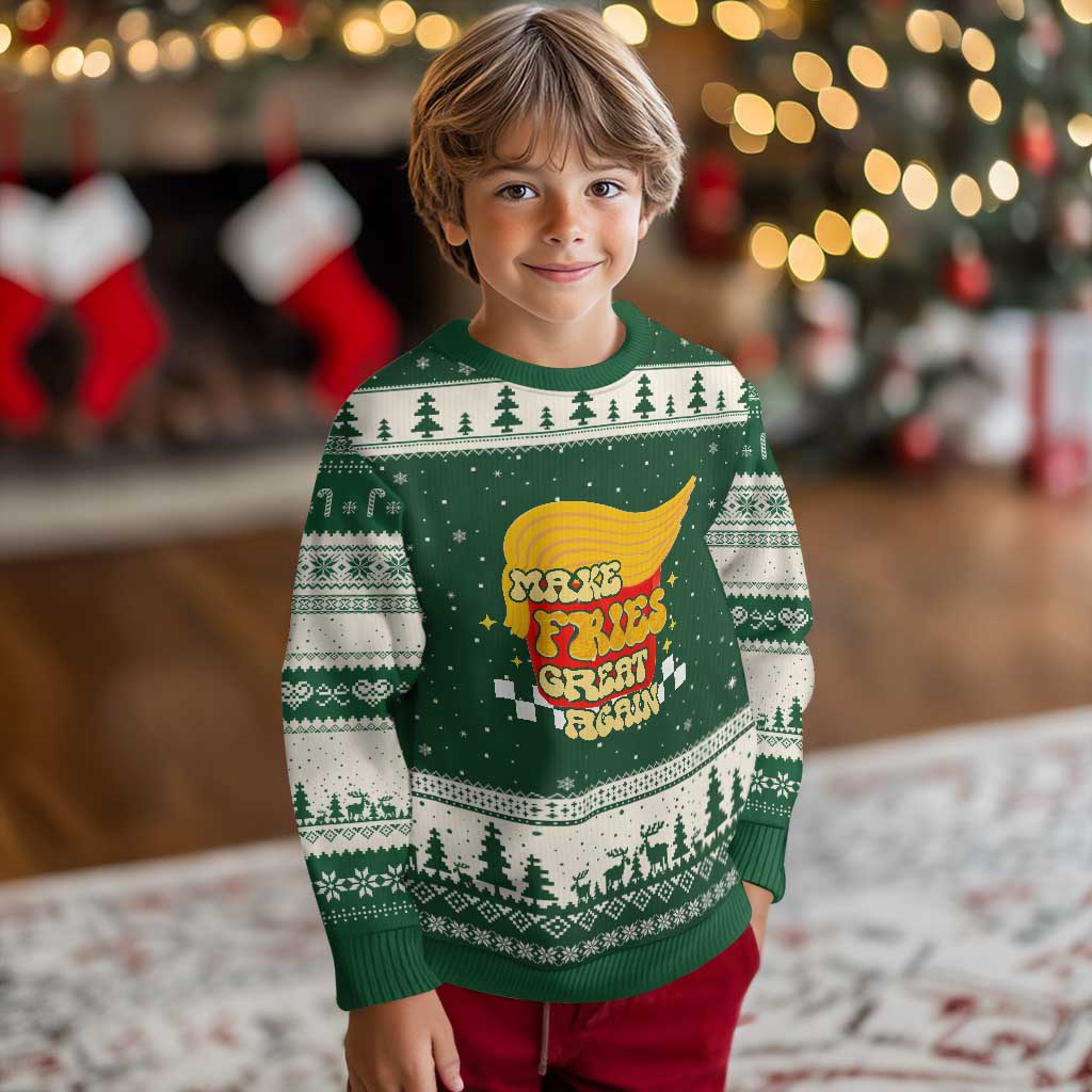 Funny Fries Ugly Christmas Sweater Make Fries Great Again Checkered