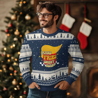 Funny Fries Ugly Christmas Sweater Make Fries Great Again Checkered