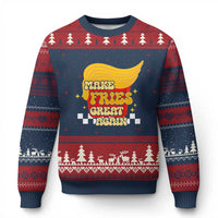 Funny Fries Ugly Christmas Sweater Make Fries Great Again Checkered
