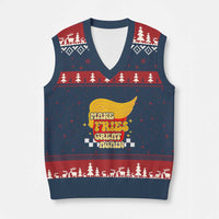 Funny Fries V-Neck Knit Sweater Vest Make Fries Great Again Checkered