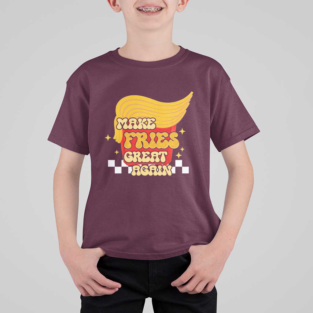 Funny Fries T Shirt For Kid Make Fries Great Again Checkered