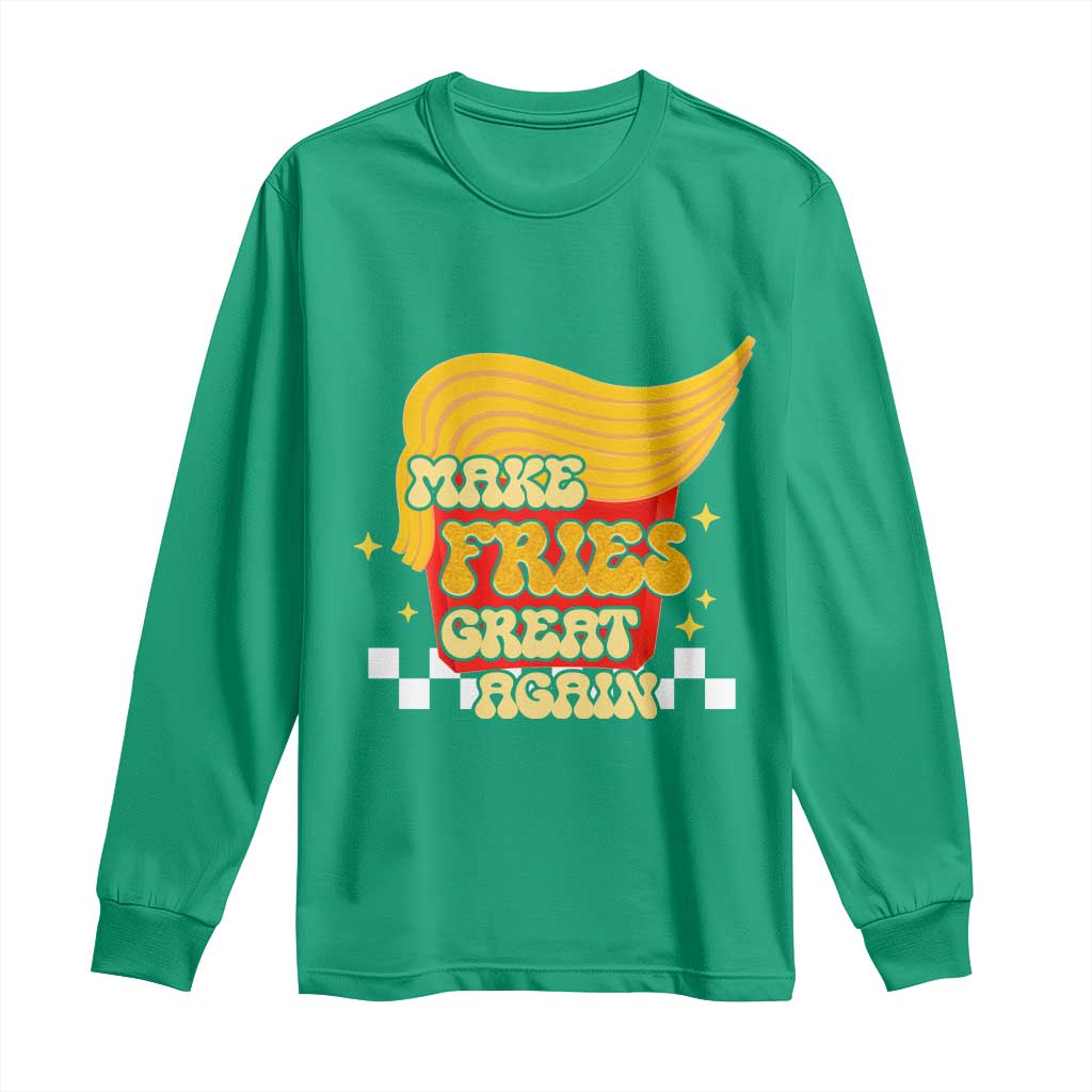 Funny Fries Long Sleeve Shirt Make Fries Great Again Checkered
