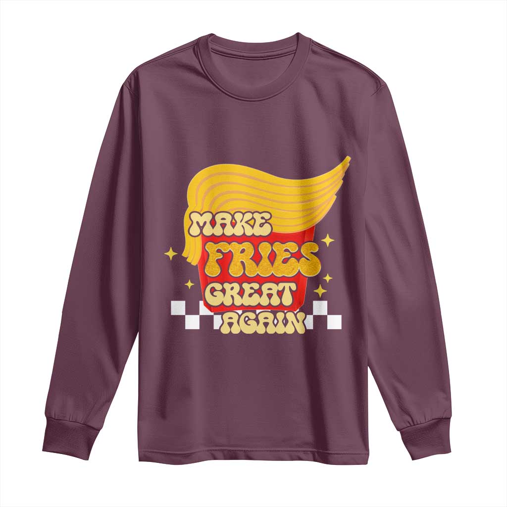 Funny Fries Long Sleeve Shirt Make Fries Great Again Checkered