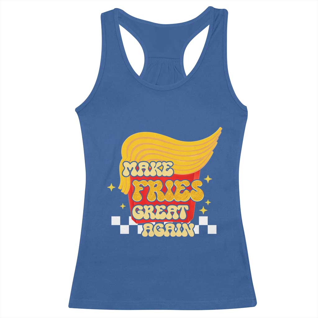 Funny Fries Racerback Tank Top Make Fries Great Again Checkered
