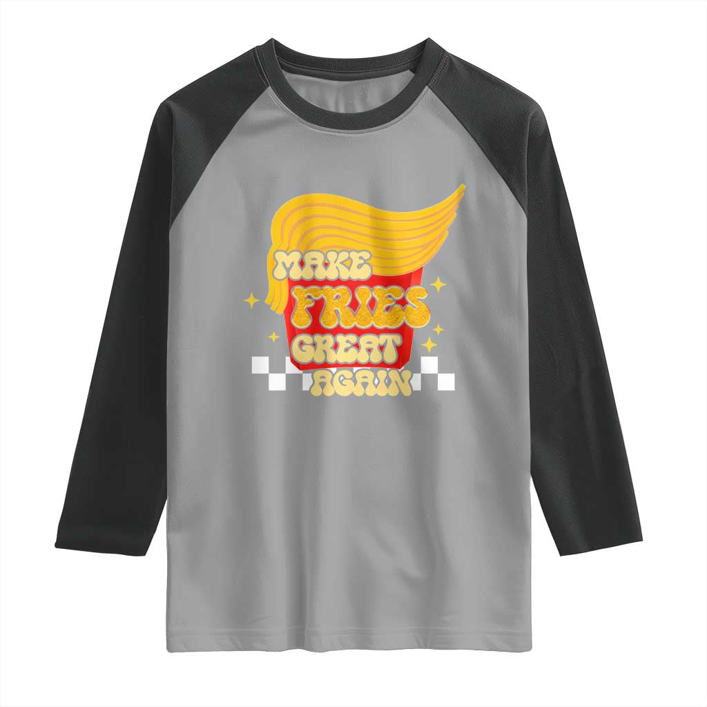 Funny Fries Raglan Shirt Make Fries Great Again Checkered