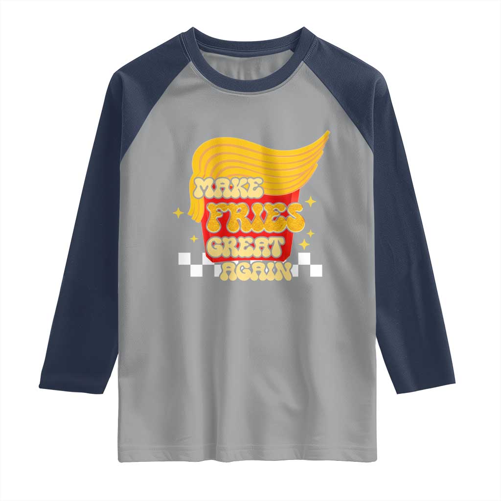 Funny Fries Raglan Shirt Make Fries Great Again Checkered