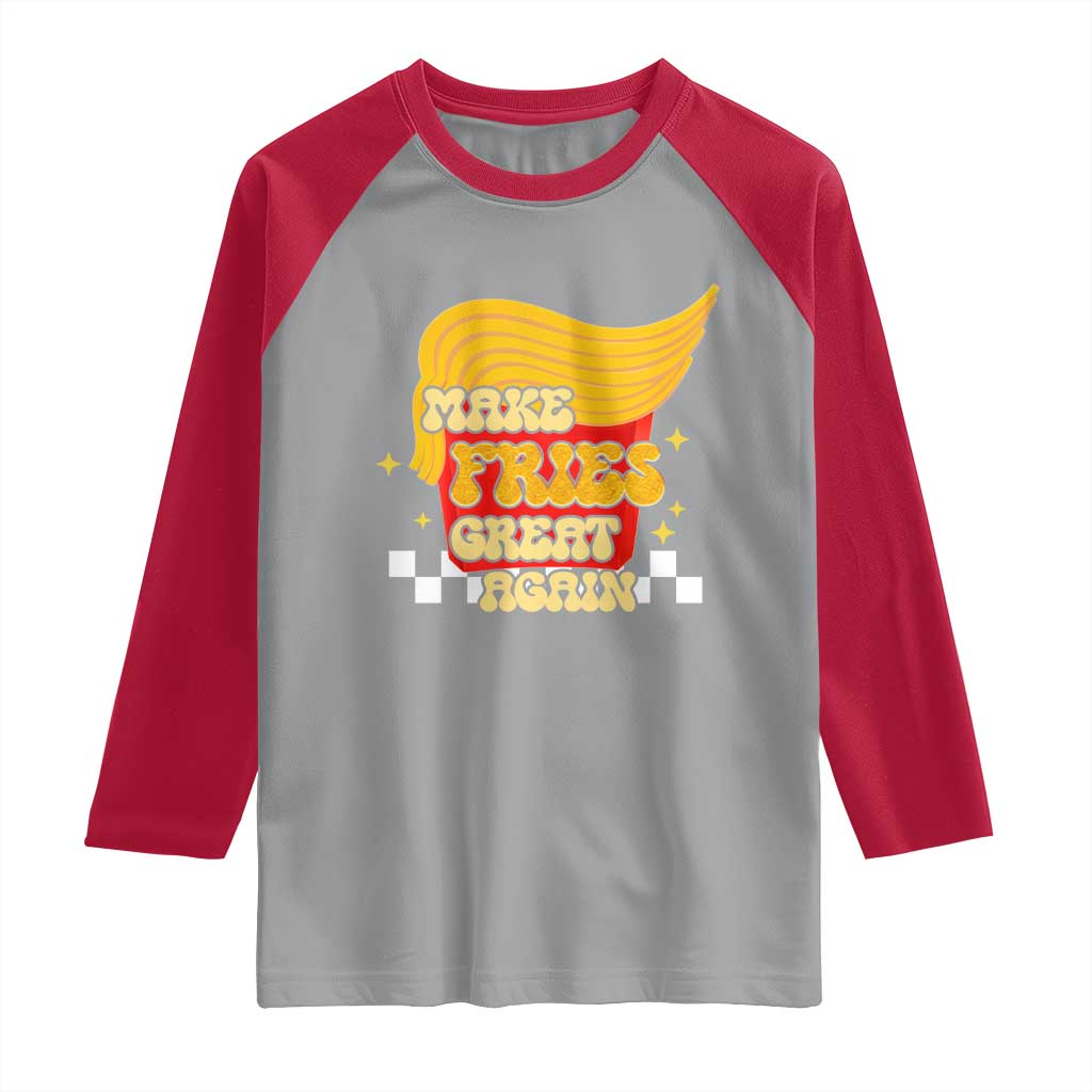 Funny Fries Raglan Shirt Make Fries Great Again Checkered