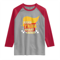 Funny Fries Raglan Shirt Make Fries Great Again Checkered