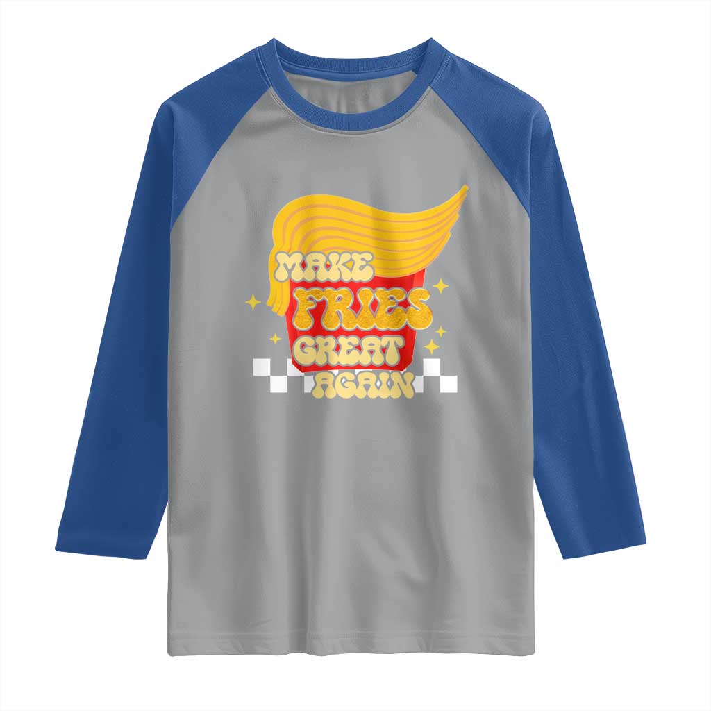Funny Fries Raglan Shirt Make Fries Great Again Checkered