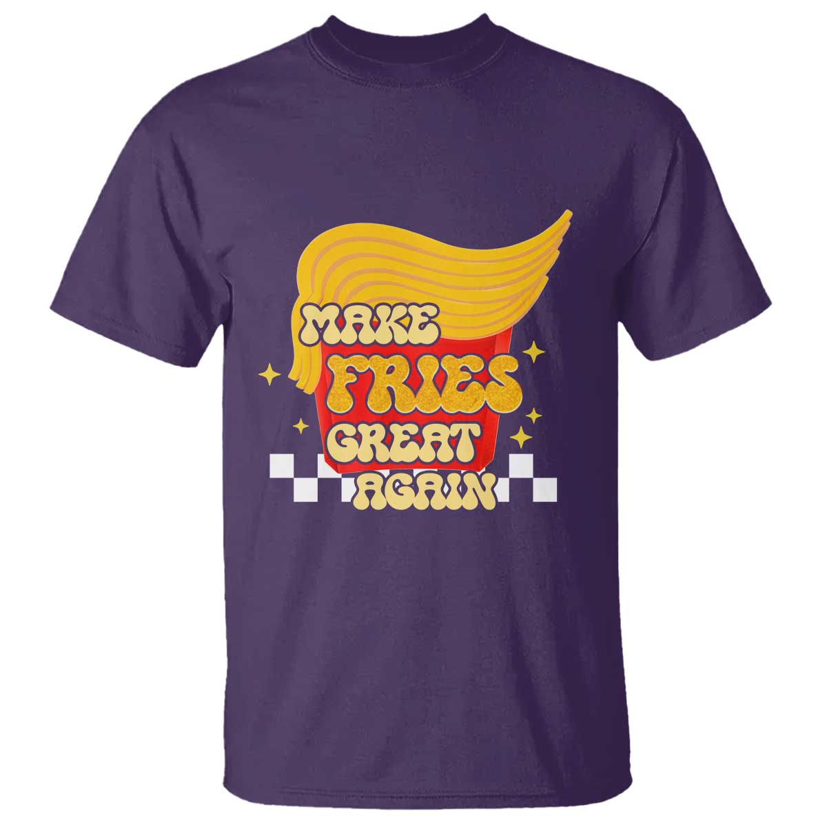 Funny Fries T Shirt Make Fries Great Again Checkered