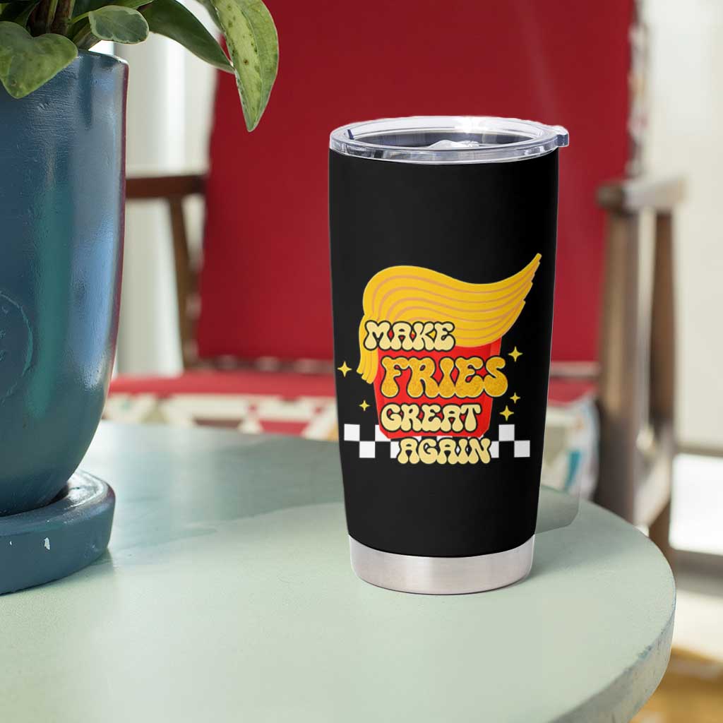 Funny Fries Tumbler Cup Make Fries Great Again Checkered