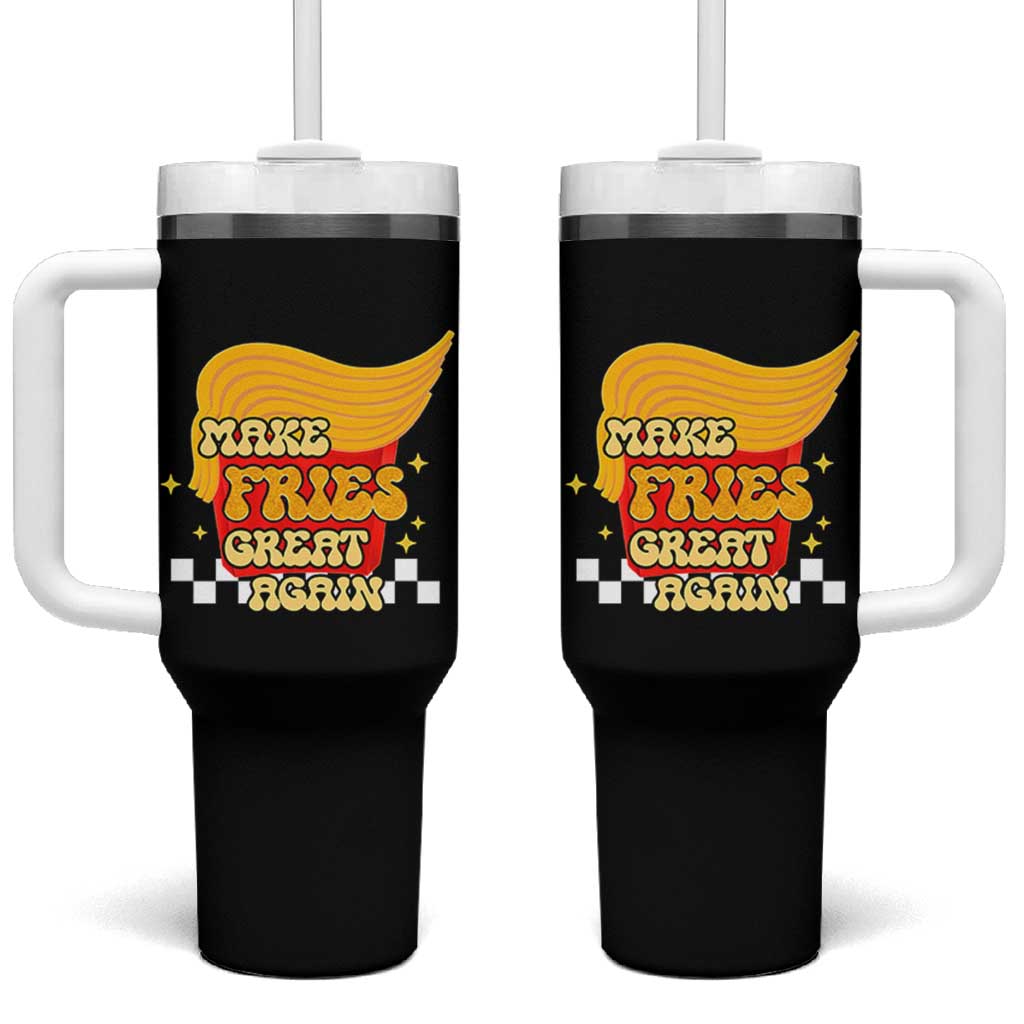 Funny Fries Tumbler With Handle Make Fries Great Again Checkered