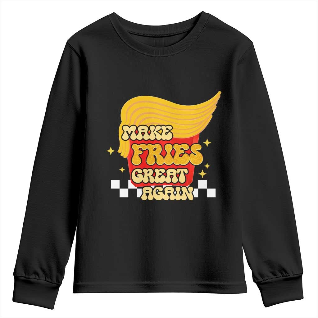Funny Fries Youth Sweatshirt Make Fries Great Again Checkered